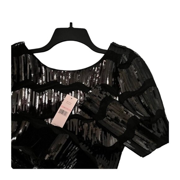 Nanette Lepore Womens Black Sequin Long Sleeve Sheath Cocktail Dress Sz 10 New - Picture 4 of 9